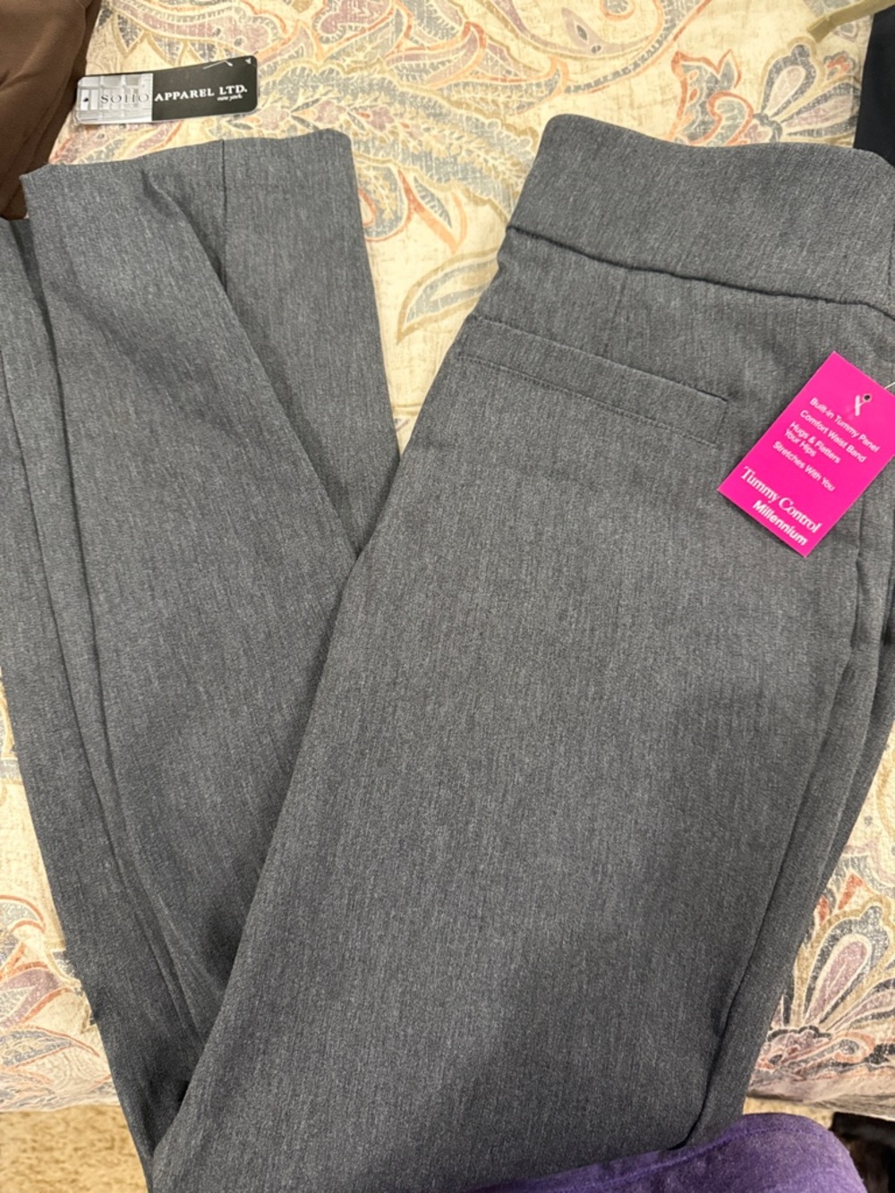 Kim Rogers Straight-Leg Gray Dress pants tummy control size 6 short